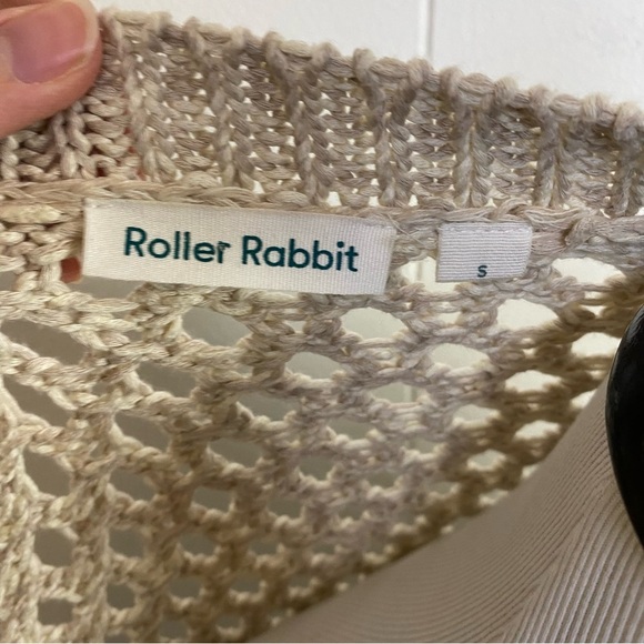 Roller Rabbit Beige Sweater Crewneck Pullover Loose Open Knit Boxy Fit Sz. Small - Picture 9 of 12